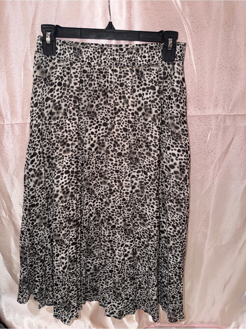 a new day Black and White Animal Print Midi Skirt